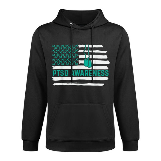 PTSD Awareness US Teal Ribbon PTSD Veteran Men Women Relaxed Fit Hoodie