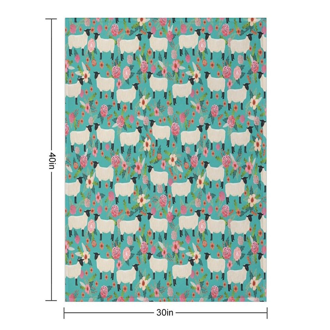Sheep Farm Sanctuary Florals Pattern Cute Gifts for Animal Lovers Wrinkle-free Throw Blanket