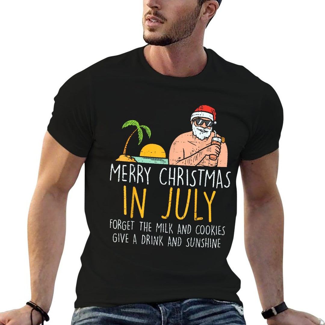Merry Christmas In July Santa Beach Cocktail Summer Xmas for Men Women  Stretchy T-Shirt