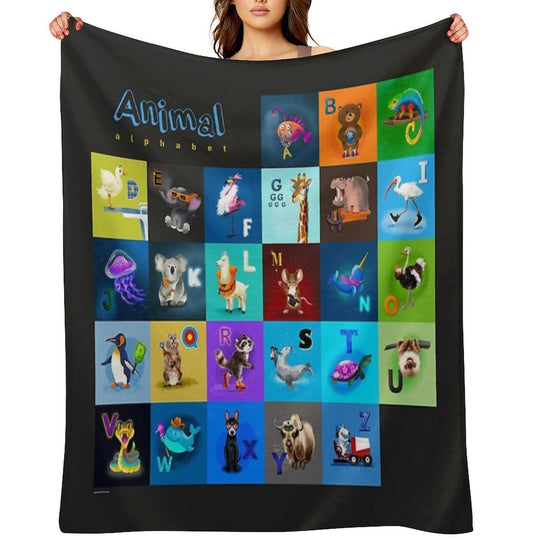 Animal Alphabet Anti-pilling Throw Blanket
