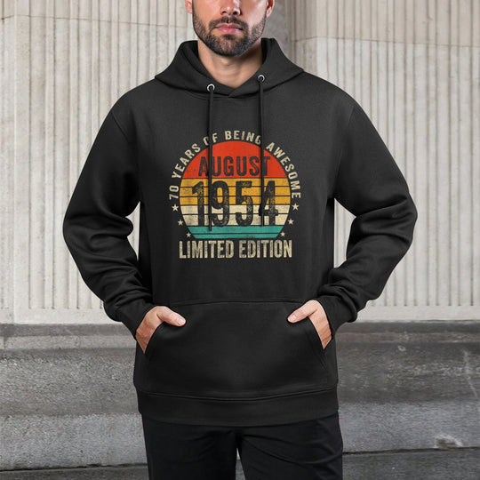 Vintage August 1954 70 Year Old Gift Men Women 70th Birthday All-Day Comfort Hoodie
