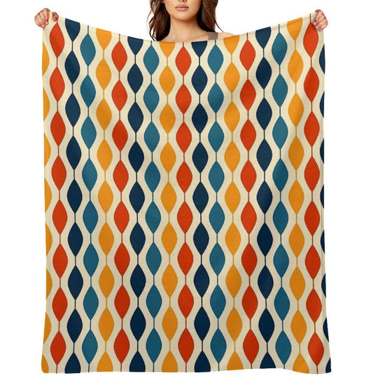 Retro 1970's Mid-Century Pattern Plush Throw Blanket