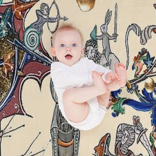 WEIRD MEDIEVAL BESTIARY  WAR, KNIGHTS AND KILLER RABBITS FIGHTING WITH GIANT SNAILS Durable Throw Blanket