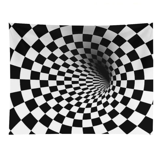 Black White Check Optical Hole Tapestry