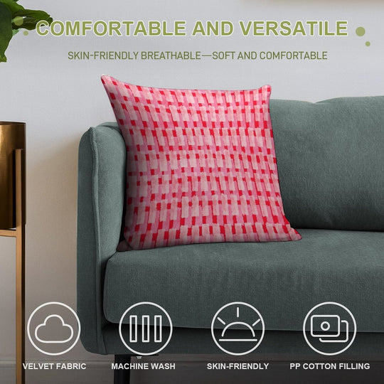 Pink And Red, Brush Strokes, Geometric Soft Hidden Zipper Throw Pillow