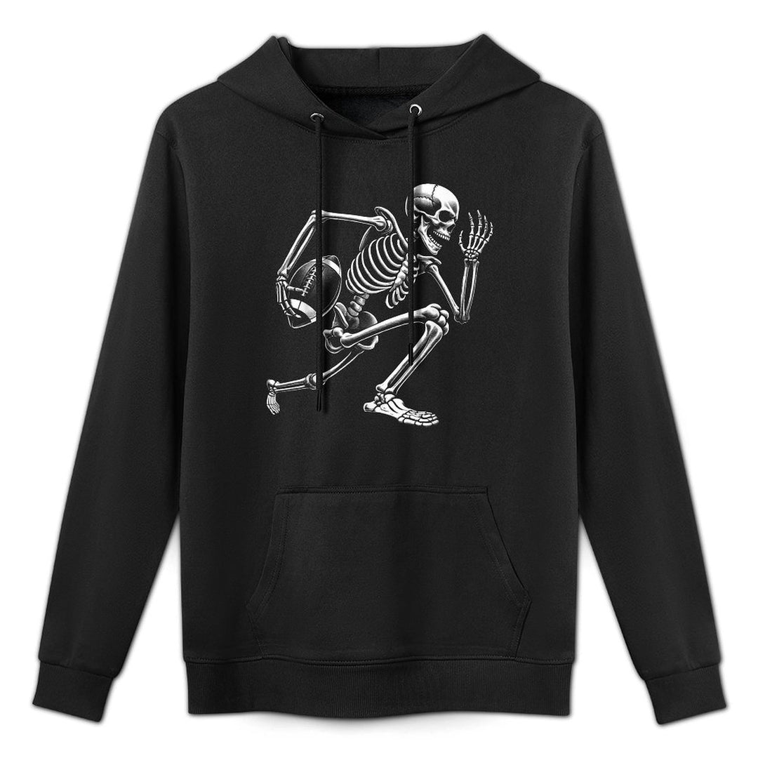 Football Skeleton Playing Football Halloween Skull Lover Kangaroo Pocket Hoodie