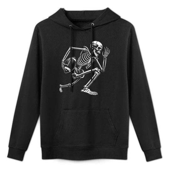 Football Skeleton Playing Football Halloween Skull Lover Kangaroo Pocket Hoodie