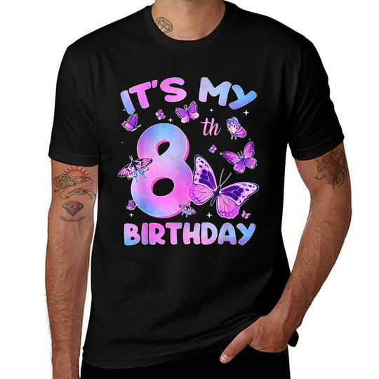 Its My 8th Birthday Butterfly Theme 8 Year Old Girl Party  Relaxed-fit T-Shirt