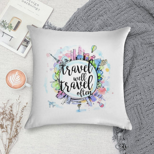 Travel Well, Travel Often Soft Washable Throw Pillow