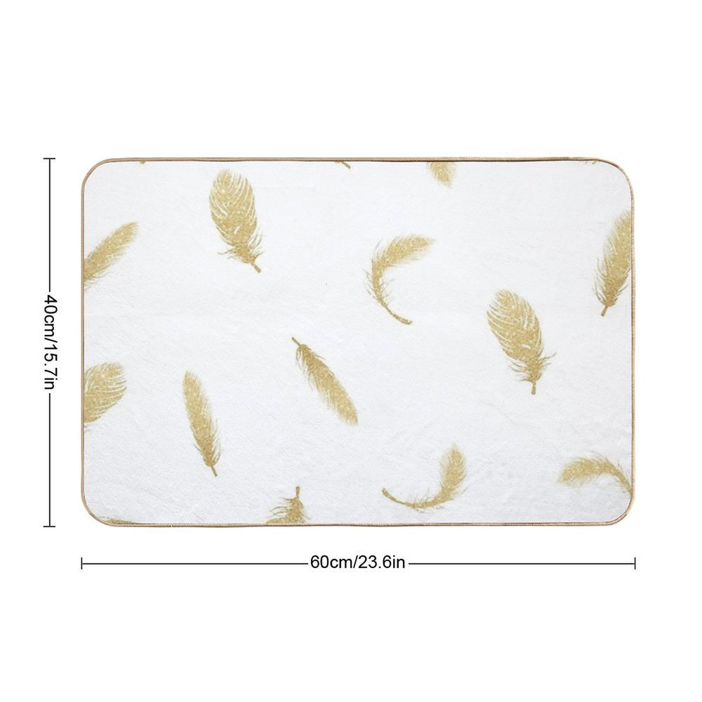 Gold Glitter Feathers  Slip-Resistant Bath Mat