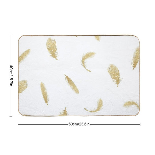 Gold Glitter Feathers  Slip-Resistant Bath Mat