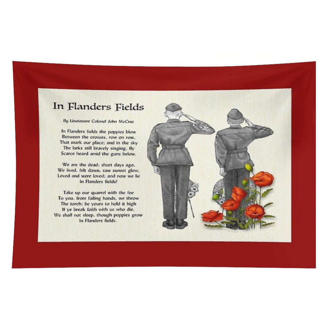 In Flanders Fields, Poem, Cadets Saluting, Red Poppies, Veterans Day Tapestry