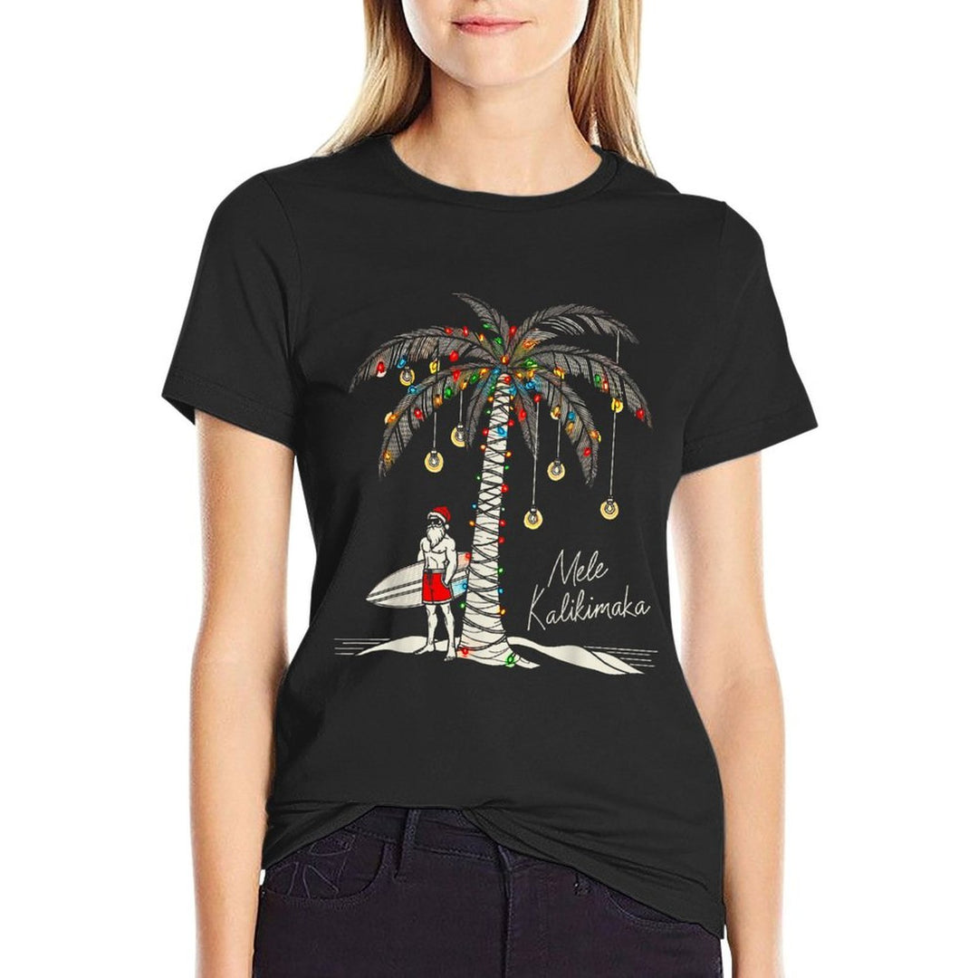 Mele Kalikimaka Hawaiian Surf Warm Funny Hawaii Christmas  Easy-care T-Shirt