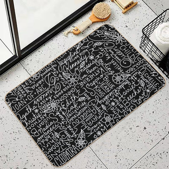 Strong Women  Black And White  Lettering  Woman  Fade-Resistant Bath Mat