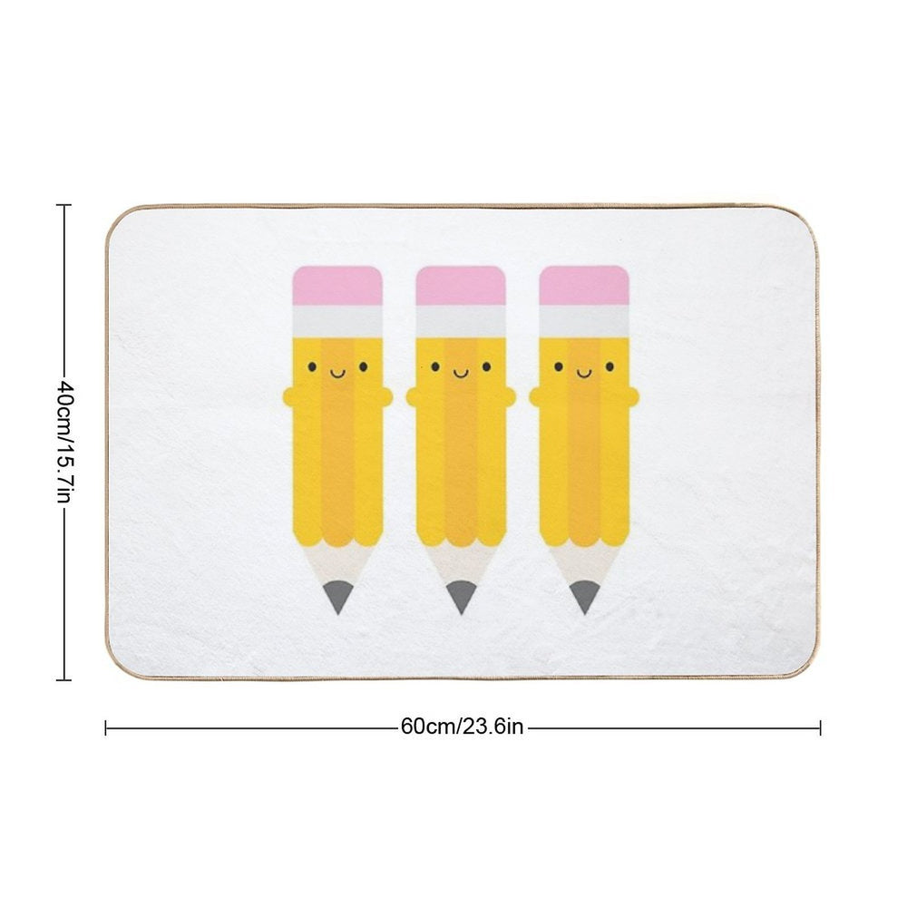 Happy Kawaii Pencils  Slip-Resistant Bath Mat