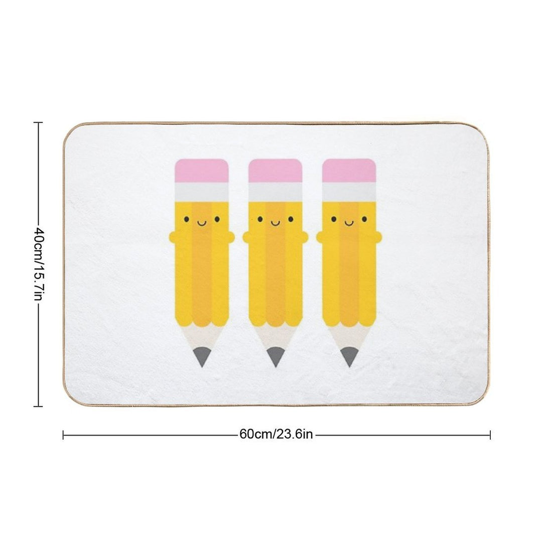 Happy Kawaii Pencils  Slip-Resistant Bath Mat