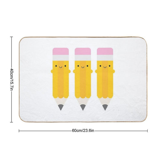 Happy Kawaii Pencils  Slip-Resistant Bath Mat