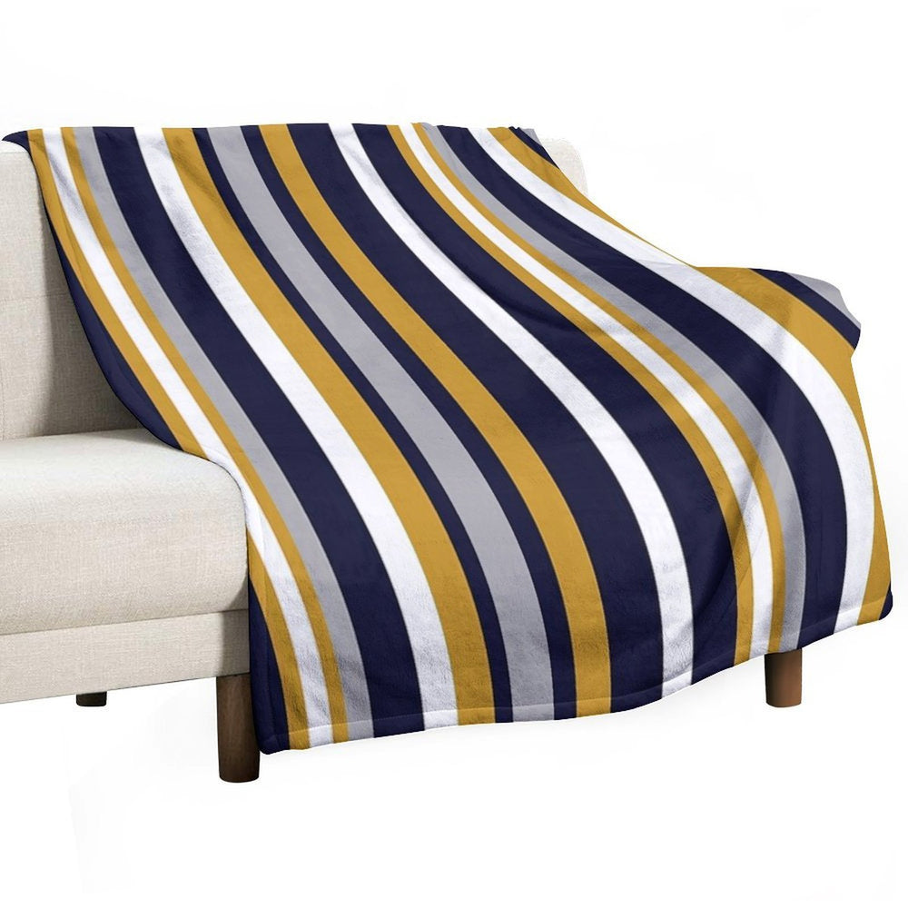 Modern Stripes Vertical Pattern in Honey Mustard Yellow, Dark Navy Blue, Gray, And White. Minimalist Color Block Durable Throw Blanket
