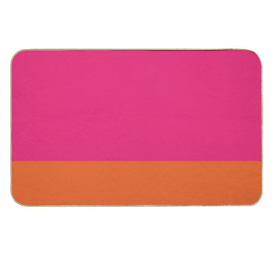 Hot Neon Pink And Orange Pop Minimalist Solid Color Block  Eco-Friendly Bath Mat