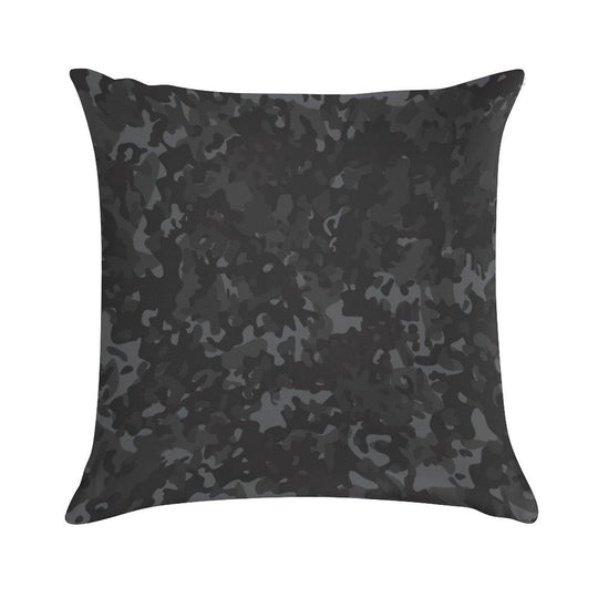 Charcoal Camouflage Black Grey Night Camo Soft Short Plush Fabric Throw Pillow