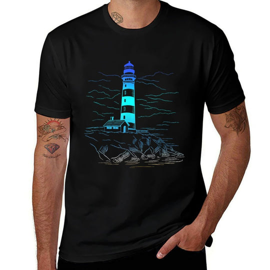 Lighthouse Seaside House Sailing Sea Beach Life Boating  Stretchy T-Shirt