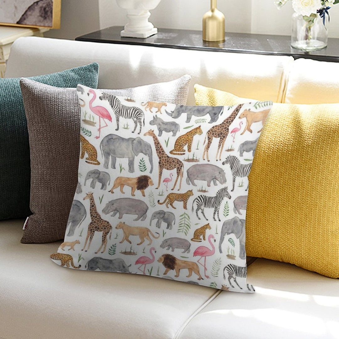 Safari Animals Soft Decorative Cover Throw Pillow
