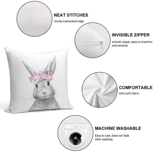 Spring Bunny Soft Decorative Cover Throw Pillow
