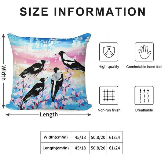 Australian Magpies Rainbow Soft Skin-Friendly Throw Pillow