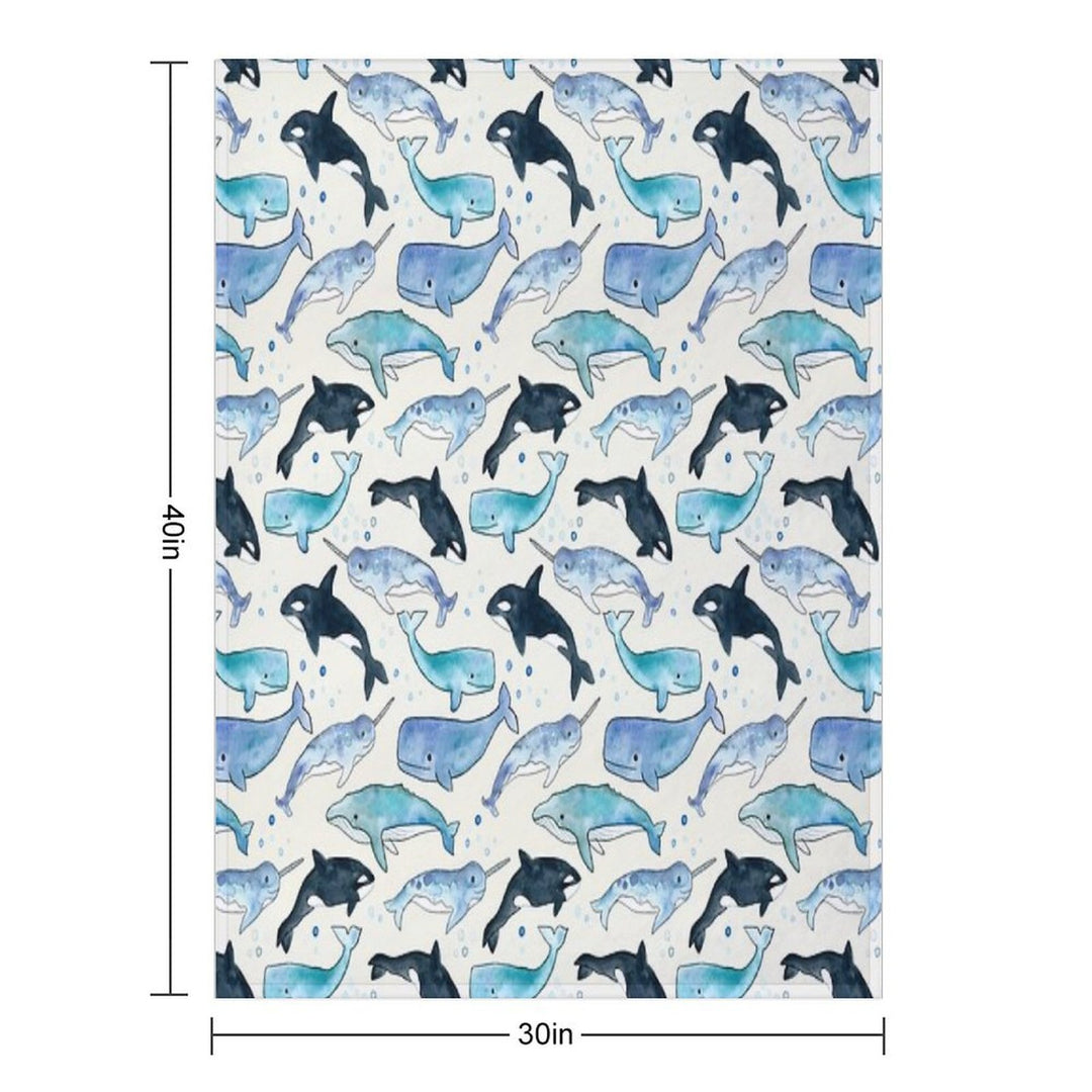 Whales, Orcas & Narwhals Velvety-soft Throw Blanket