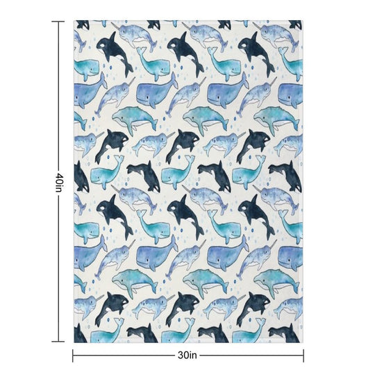 Whales, Orcas & Narwhals Velvety-soft Throw Blanket