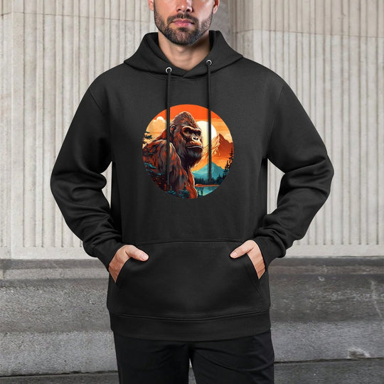 Gorilla Landscape Colorful Mountains Animal Print Art Customizable Surface Hoodie