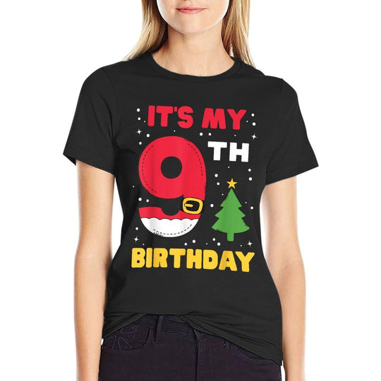 Its My 9th Birthday Christmas 9 Years Old Santa Boys Girls  Graphic-printed T-Shirt