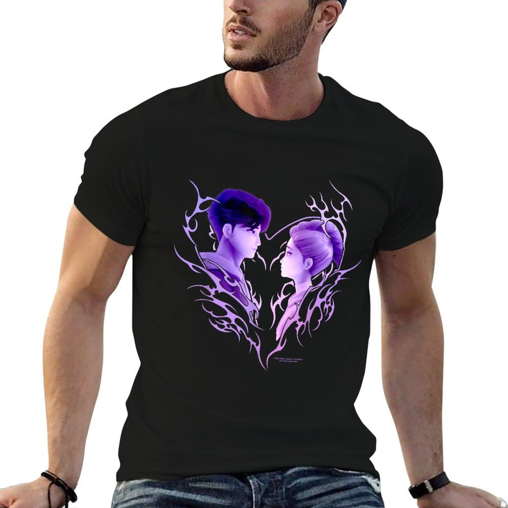 Kpop Demon Hunters Jinu & Rumi Retro Heart Portrait  Stretchy T-Shirt