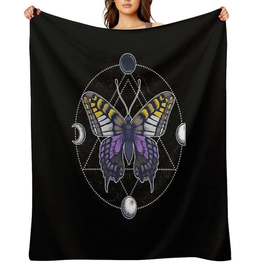 Nonbinary Butterfly Wrinkle-free Throw Blanket