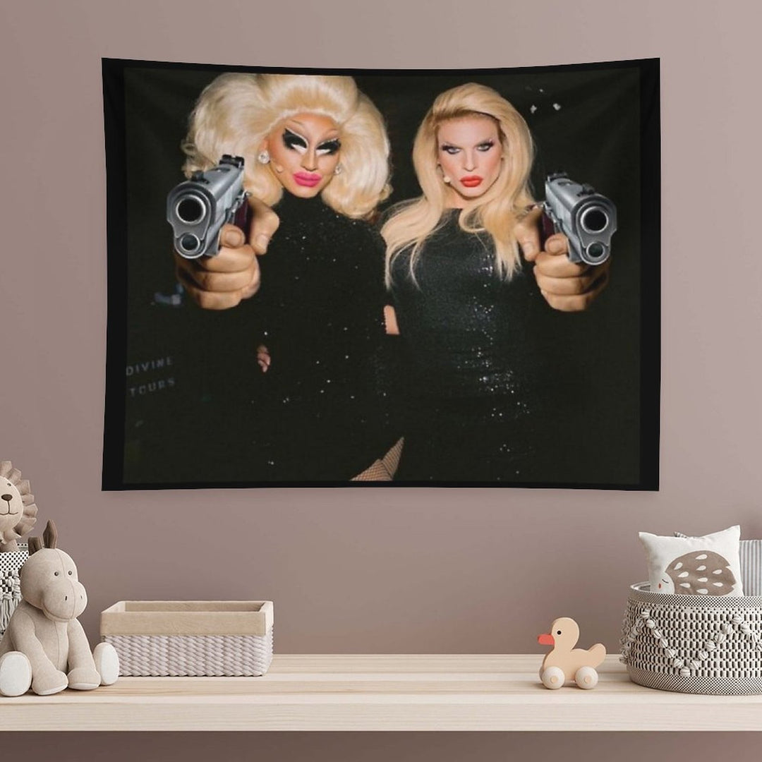 Trixie & Katya - Behind The Scenes - Dangerous Woman Meme Tapestry