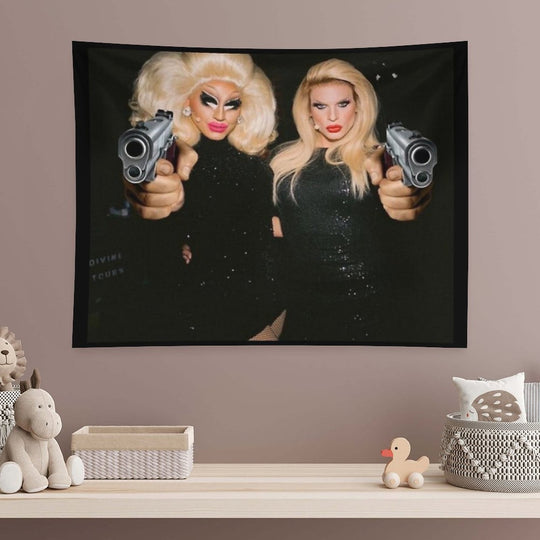 Trixie & Katya - Behind The Scenes - Dangerous Woman Meme Tapestry