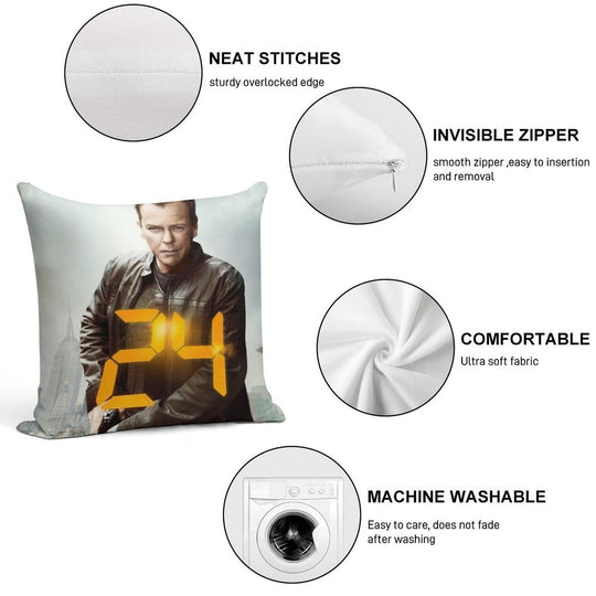 Jack Bauer 24 Soft Washable Throw Pillow