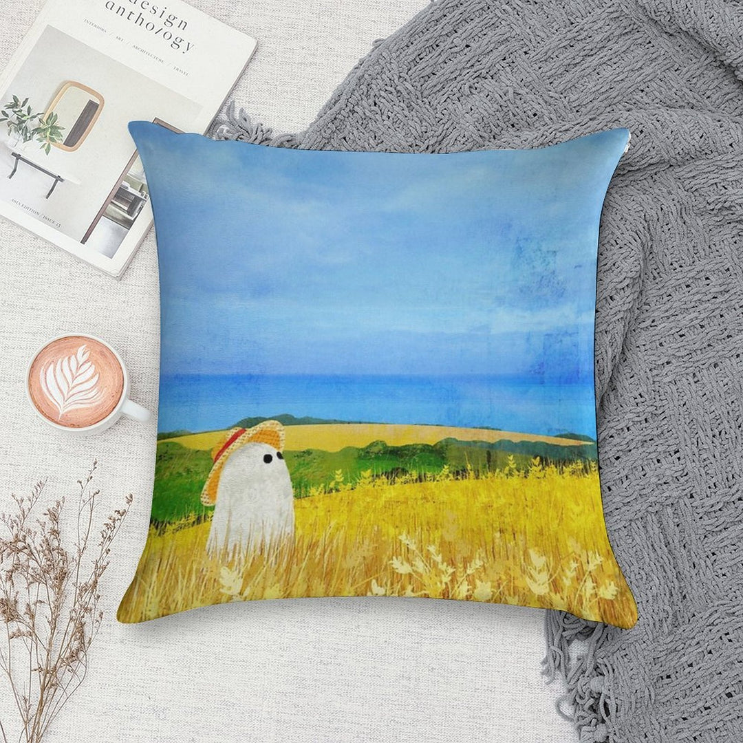 There's A Ghost in The Wheat Field Soft Ultra-Soft Texture Throw Pillow