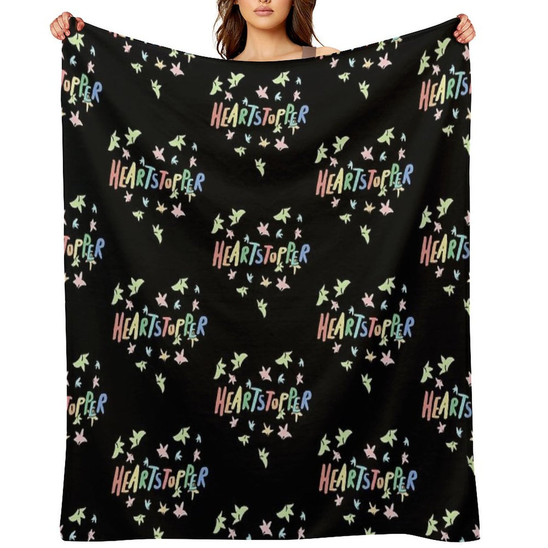 Heartstopper Heart of Leaves (Black Background) Multi-functional Throw Blanket