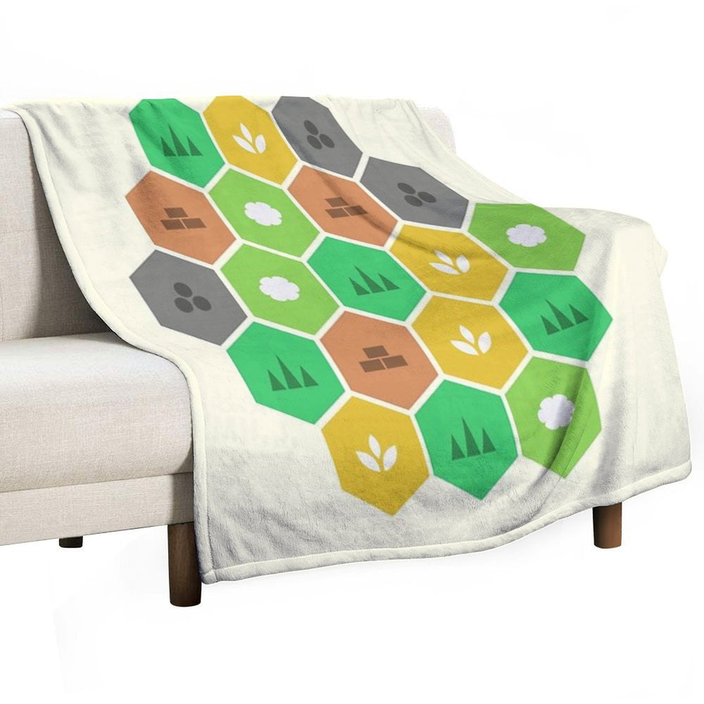 Minimalist Settlers Tile Board Games Travel-friendly Throw Blanket