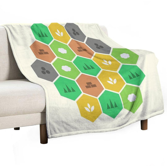 Minimalist Settlers Tile Board Games Travel-friendly Throw Blanket