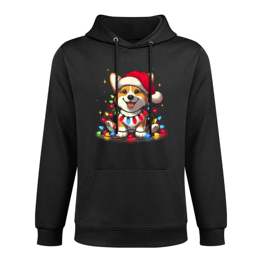 Corgi Santa Christmas Tree Lights Boys Men Corgmas Dog Moisture-Wicking Hoodie
