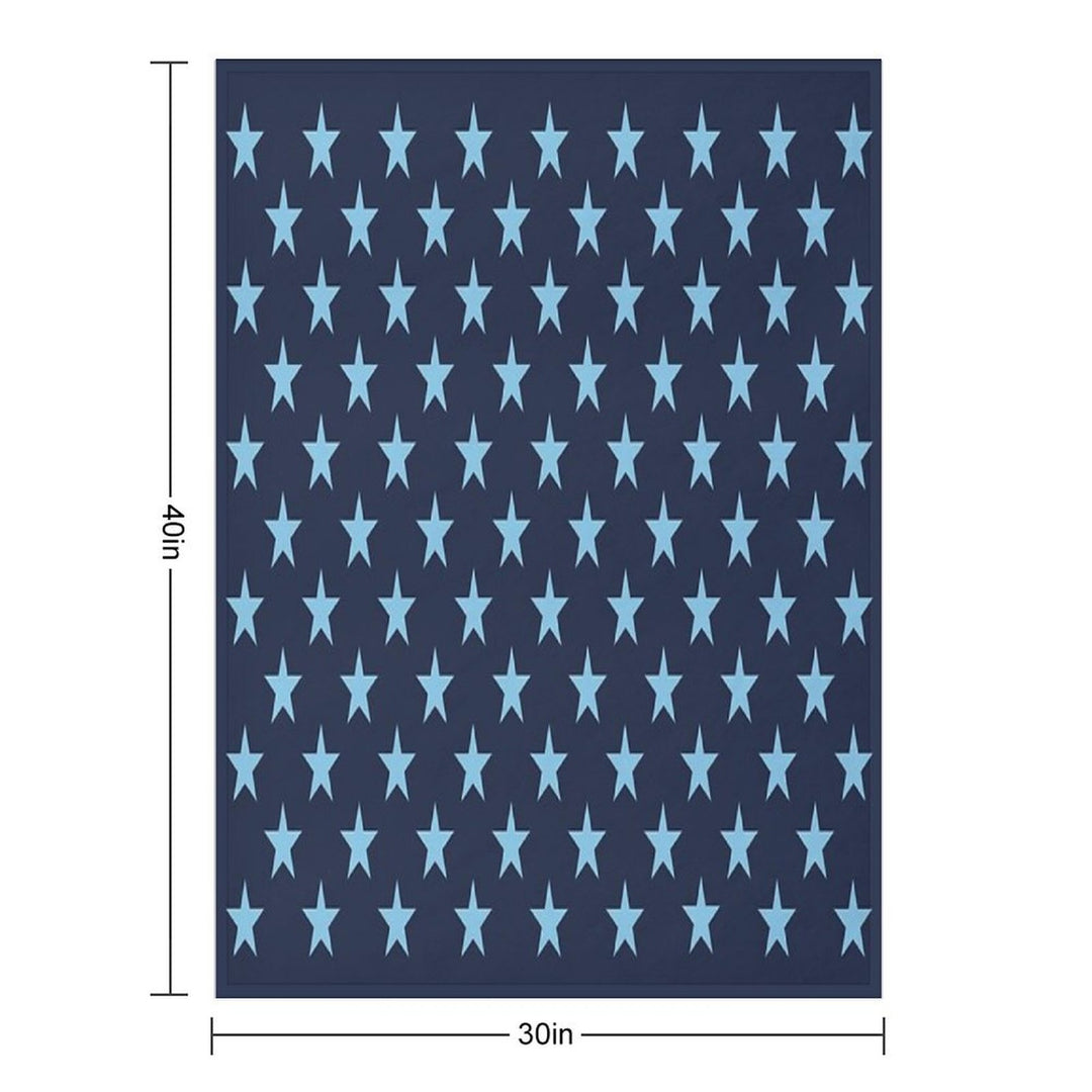 Small BABY BLUE And NAVY BLUE STARS Easy Care Throw Blanket