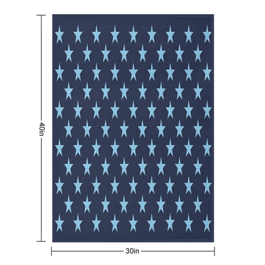 Small BABY BLUE And NAVY BLUE STARS Easy Care Throw Blanket