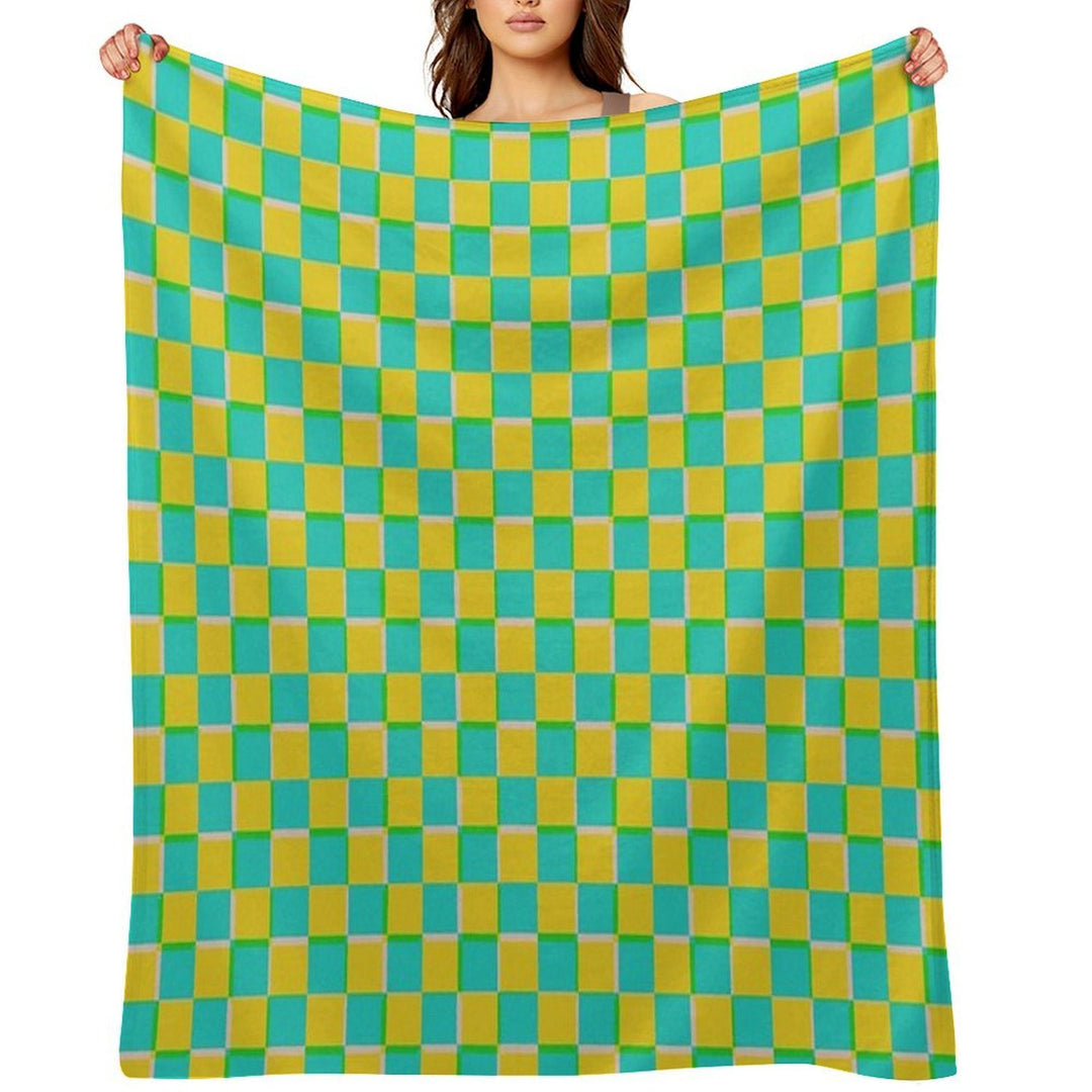 Turquoise And Yellow Checkerboard Pattern Easy Care Throw Blanket