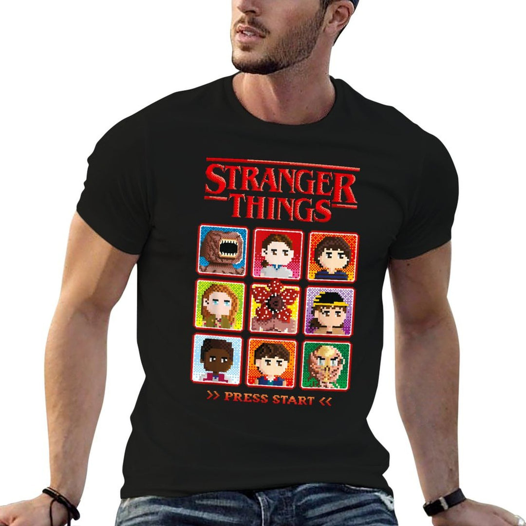 Stranger Things Season 5 Retro Video Game Character Select  Cotton T-Shirt
