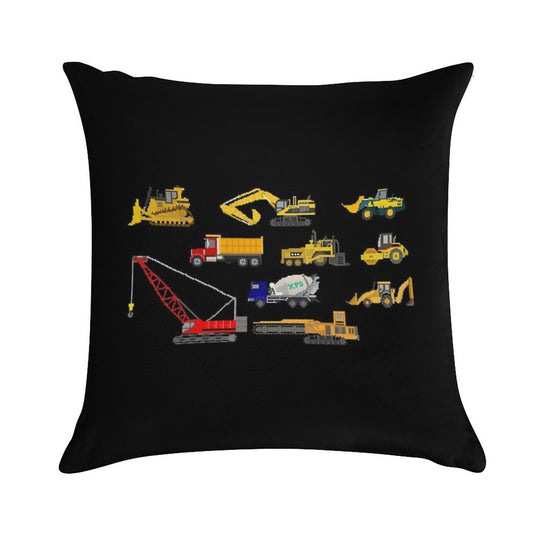 Construction Vehicles - The Kids' Picture Show Soft Home Decor Throw Pillow