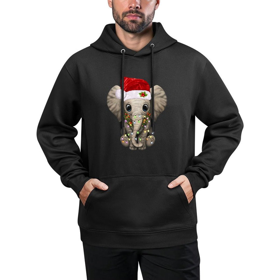 Cute Elephant Christmas Light Funny Elephant Lover Xmas Gift Sweatshirt Layering Staple Hoodie