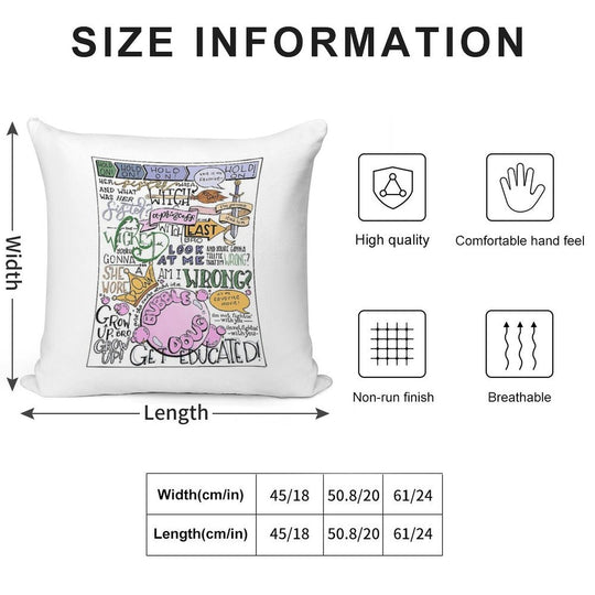 (Colorized) Wicked Witch of The East Bro Hand Lettered Soft High-Density Material Throw Pillow