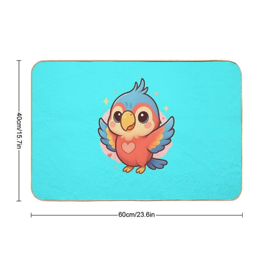 Kawaii Baby Parrot – Chibi Mascot Durable Bath Mat